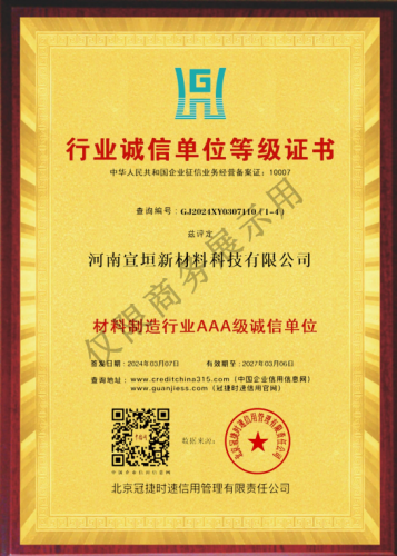 行业诚信单位等级证书